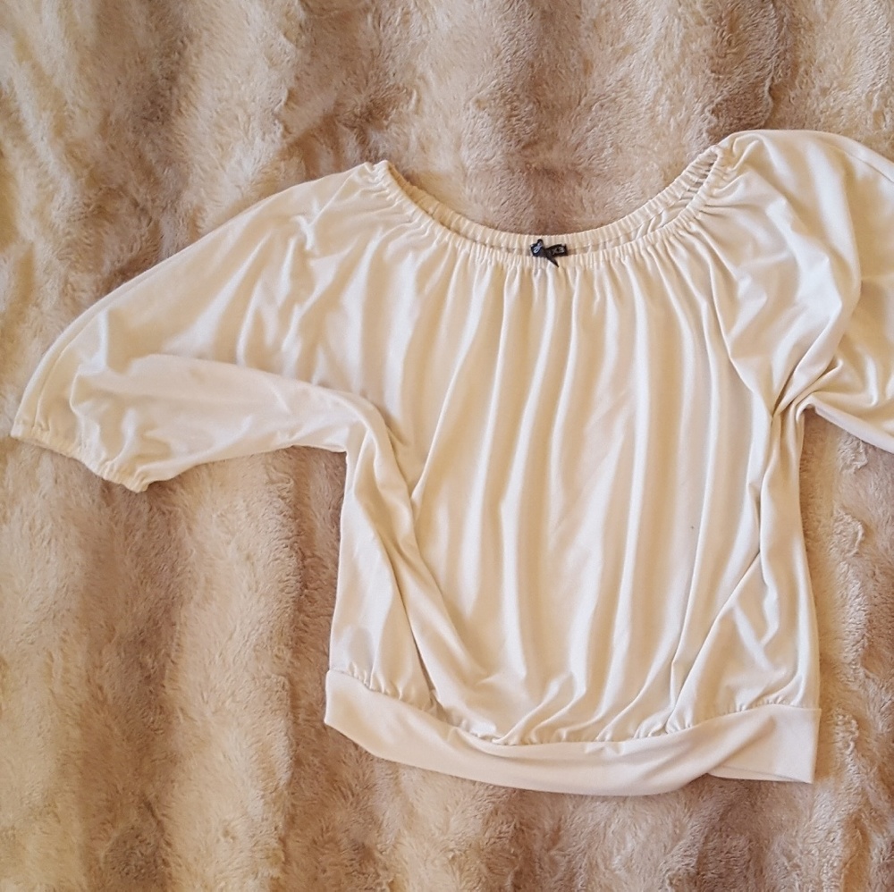 L Express Ivory off shoulder dolman blouse